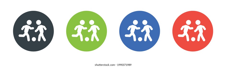 Symbol für Fußball-Spieler, Vektorgrafik einzeln auf dem Laufenden Fußballspieler, der ein Spiel spielt.