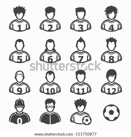 Soccer Player Icons with White Background