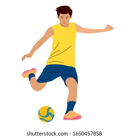 Soccer player illustration in flat style. Vector illustration