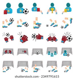 Soccer player soccer isolated character set and modern football and soccer set. vector illustration