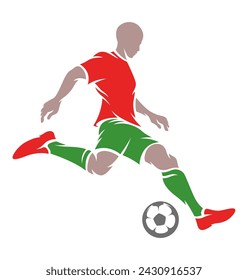 Soccer player isolated vector silhouette