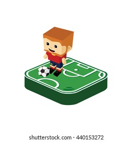 soccer player isometric cartoon vector art illustration