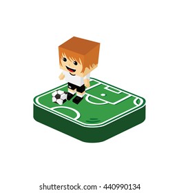 soccer player isometric cartoon vector art illustration