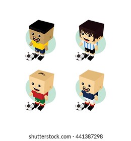 soccer player isometric cartoon vector art illustration