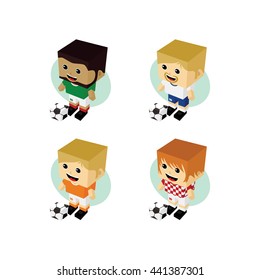 soccer player isometric cartoon vector art illustration