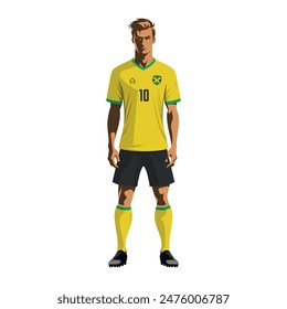 Soccer player in Jamaica team uniform. Vector illustration