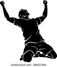 Soccer Player Jubilant Win Silhouette