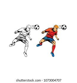 soccer player jumping heading ball