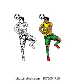 soccer player jumping heading ball