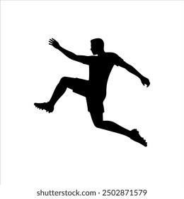 Soccer player jumping silhouette vector illustration design on white background.