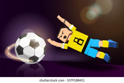 Soccer player jumps for the ball. Soccer player against the background of the stadium 