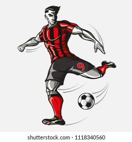 Patada del jugador de fútbol