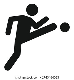 Soccer player kick icon. Simple illustration of soccer player kick vector icon for web design isolated on white background