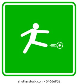 soccer player kick sign