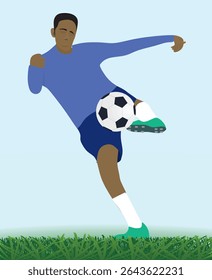 Jogador de futebol chute. ilustração vetorial