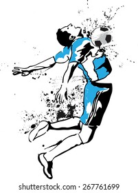 soccer player kicking soccer ball