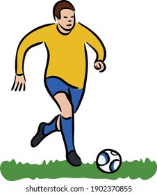  Soccer player kicking ball in action vector illustration