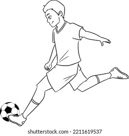 Soccer player kicking ball coloring image