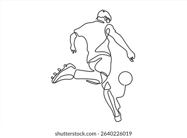 Soccer Player Kicking the Ball in a Continuous Line.