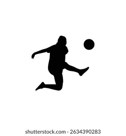 Jogador de futebol chutando bola em movimento dinâmico Silhueta