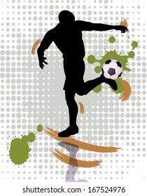 soccer player kicking a soccer ball. eps 10 vector.