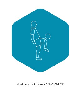 Soccer player kicking the ball icon. Outline illustration of soccer player kicking the ball vector icon for web