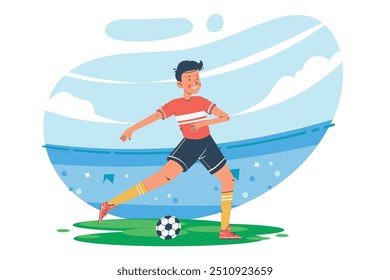 Soccer Player Kicking Ball Illustration