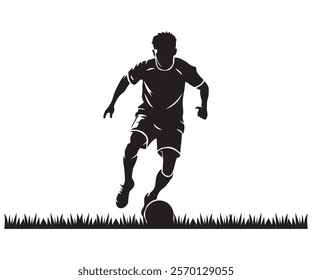 Soccer player kicking ball silhouette illustration isolated