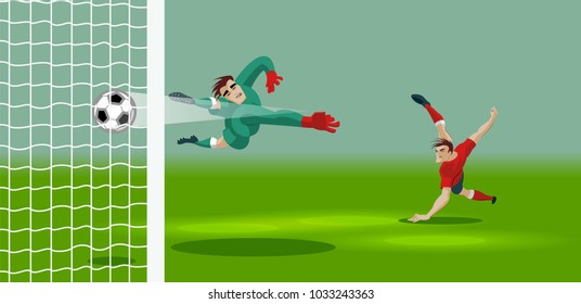 Soccer Player Kicking Ball Stadium Scores Stock Vector (Royalty Free ...