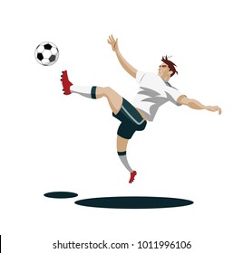 Soccer Player Kicking Ball. Vector Illustration
