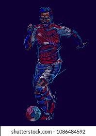 Soccer player kicking ball. Vector illustration  EPS 10 format.