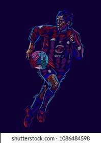 Soccer player kicking ball. Vector illustration  EPS 10 format.