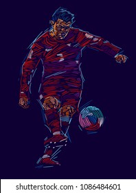 Soccer player kicking ball. Vector illustration  EPS 10 format.