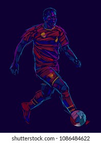 Soccer player kicking ball. Vector illustration  EPS 10 format.