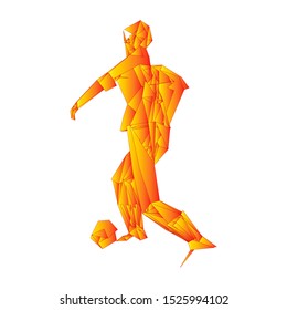 Soccer player kicking ball. Vector illustration