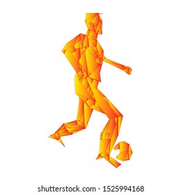 Soccer player kicking ball. Vector illustration