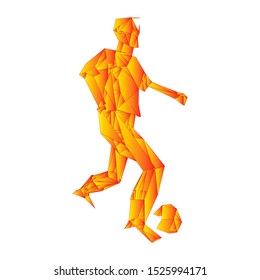 Soccer player kicking ball. Vector illustration