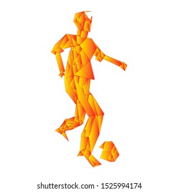 Soccer player kicking ball. Vector illustration