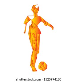 Soccer player kicking ball. Vector illustration