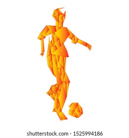 Soccer player kicking ball. Vector illustration