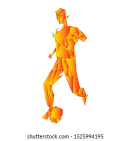 Soccer player kicking ball. Vector illustration