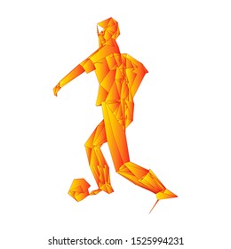 Soccer player kicking ball. Vector illustration