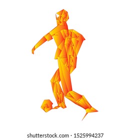 Soccer player kicking ball. Vector illustration