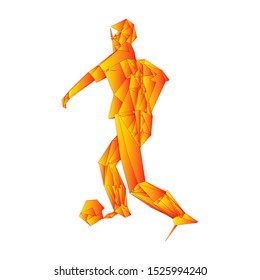 Soccer player kicking ball. Vector illustration