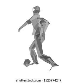 Soccer player kicking ball. Vector illustration
