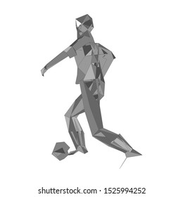 Soccer player kicking ball. Vector illustration