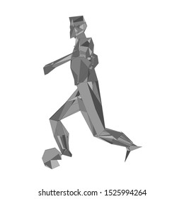 Soccer player kicking ball. Vector illustration