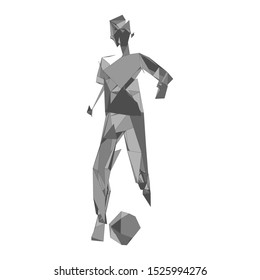 Soccer player kicking ball. Vector illustration