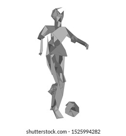 Soccer player kicking ball. Vector illustration