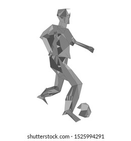 Soccer player kicking ball. Vector illustration